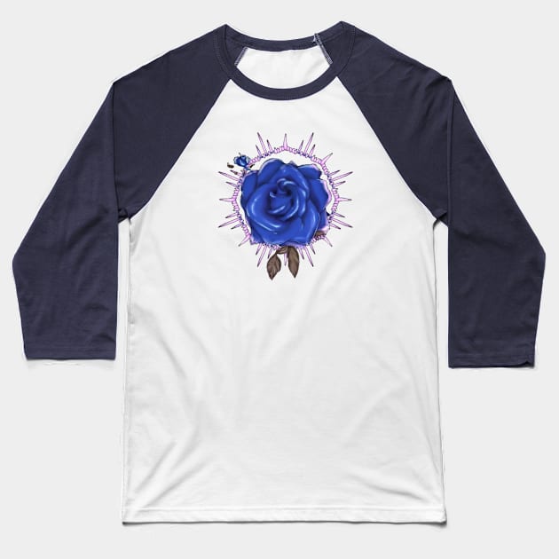 Blue Rose Baseball T-Shirt by Vidi Studios